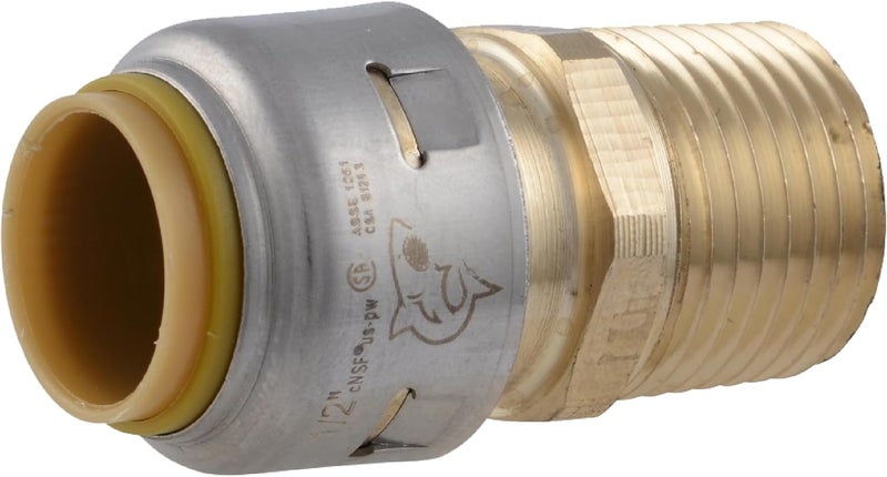 SharkBite Max 1/2 Inch MNPT Adapter, Push to Connect Brass Plumbing Fitting, PEX Pipe, Copper, CPVC, PE-RT, HDPE, UR120A - Image 1